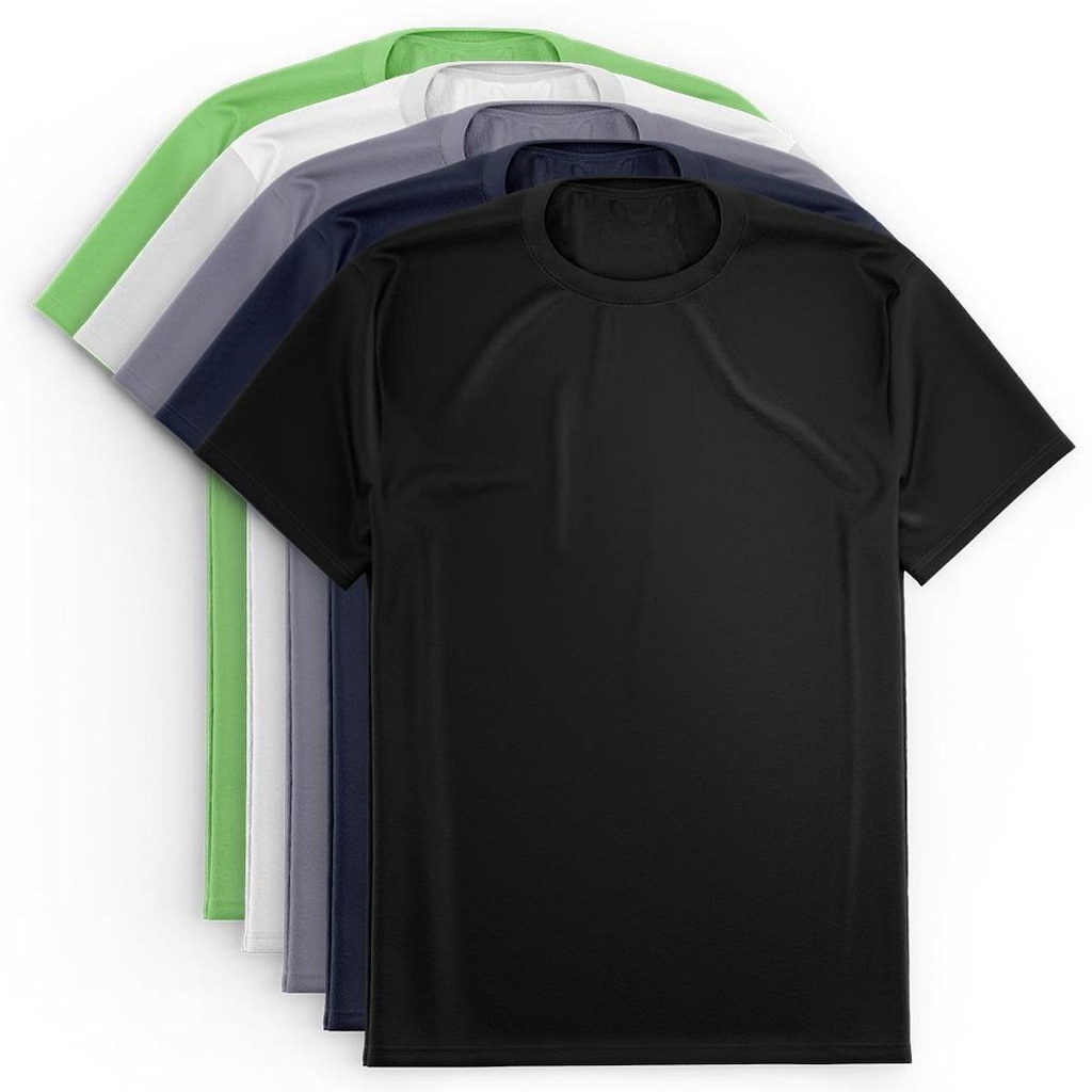 Kit 5 Camisetas Via Basic Dry Academia Proteção Solar UV Masculina