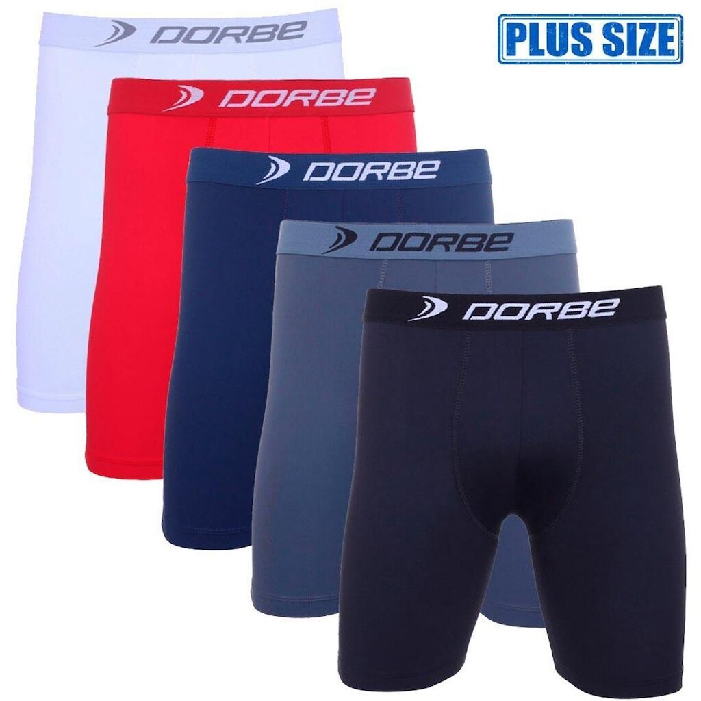 Kit 5 Cuecas Dorbe Long Leg Algodão Plus Size