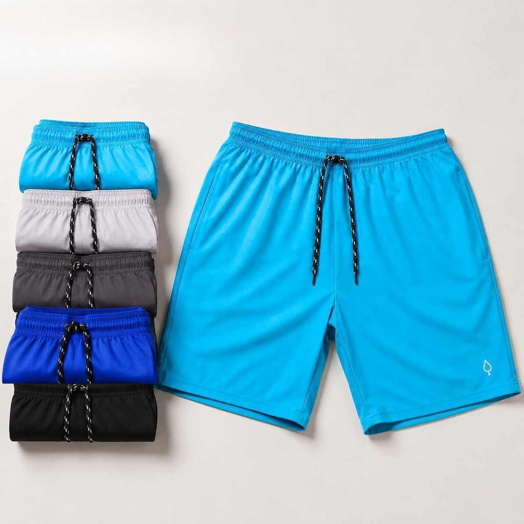 Kit 5 Shorts Bermudas Resina Liso Masculino Tactel Básico