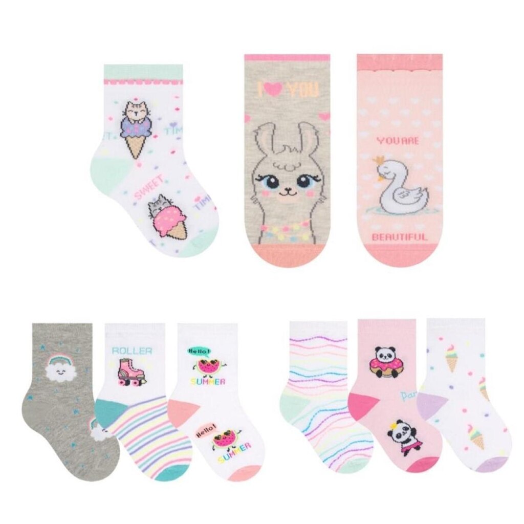 Kit 9 pares de meias Algodão Bebê Menina Selene Estampas 1340/1451