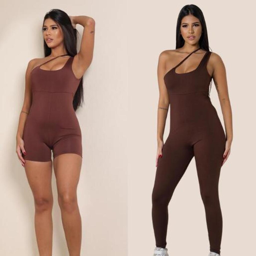 Kit Assimétrico Macacão + Macaquinho JinkingStore Esportivo Feminino