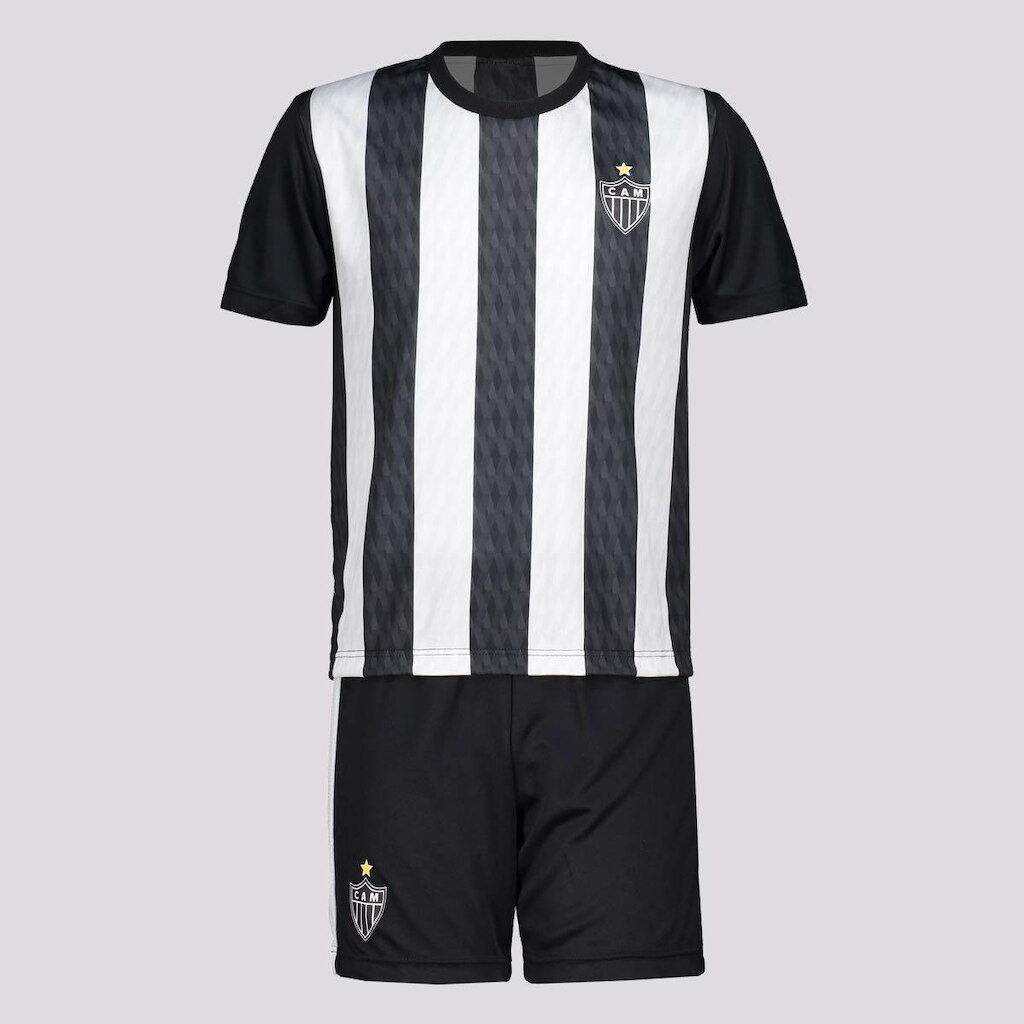 Kit Atlético Mineiro Mini Craque Infantil Preto e Branco
