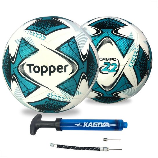 Kit Bola Topper Futebol Campo 22 Grama+ Bomba De Ar Oficial
