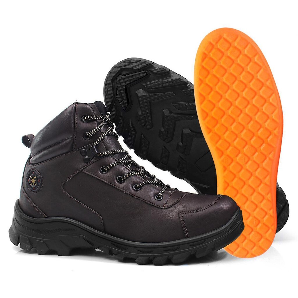Kit Bota Masculina Adventure Com Palmilha Gel Resistente Trilha Tracking Confortavel