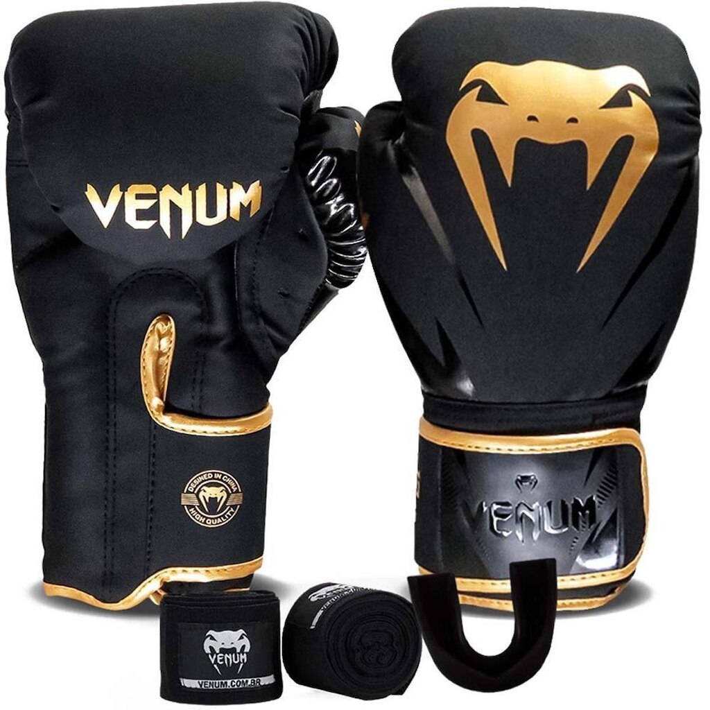 Kit Box Venum New Impact Evo Luva Bandagem e Bucal