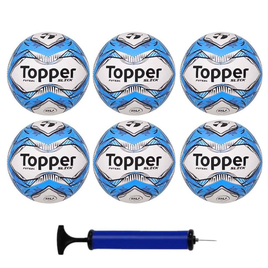Kit Caixa 6 Bolas Futsal Topper Com Bomba de Ar