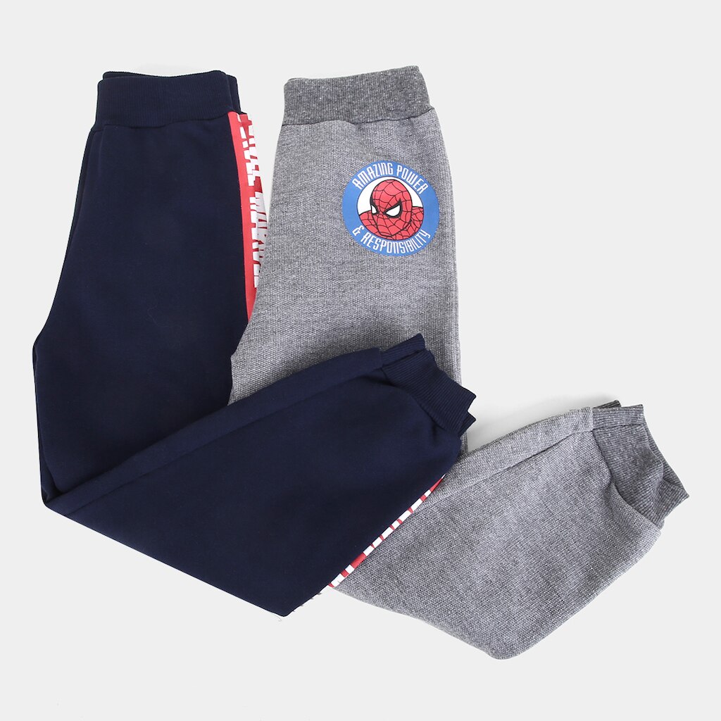 Kit Calça Moletom Infantil Marvel Spider Man - 2 Peças