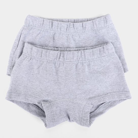Kit Calcinha Infantil Pitondo Boxer Comfort 2 Peças - Cinza Menor preço em Kit Calcinha Infantil Pitondo Boxer Comfort 2 Peças - Cinza