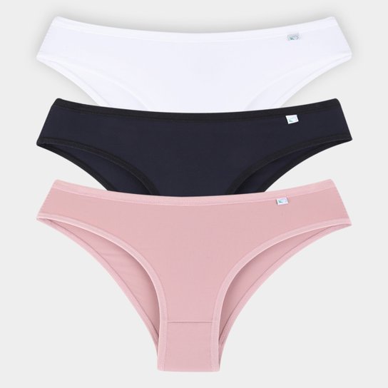 Kit Calcinhas Biquini Delcotton Microfibra Lisas 3 Peças - Preto+Branco Menor preço em Kit Calcinhas Biquini Delcotton Microfibra Lisas 3 Peças - Preto+Branco