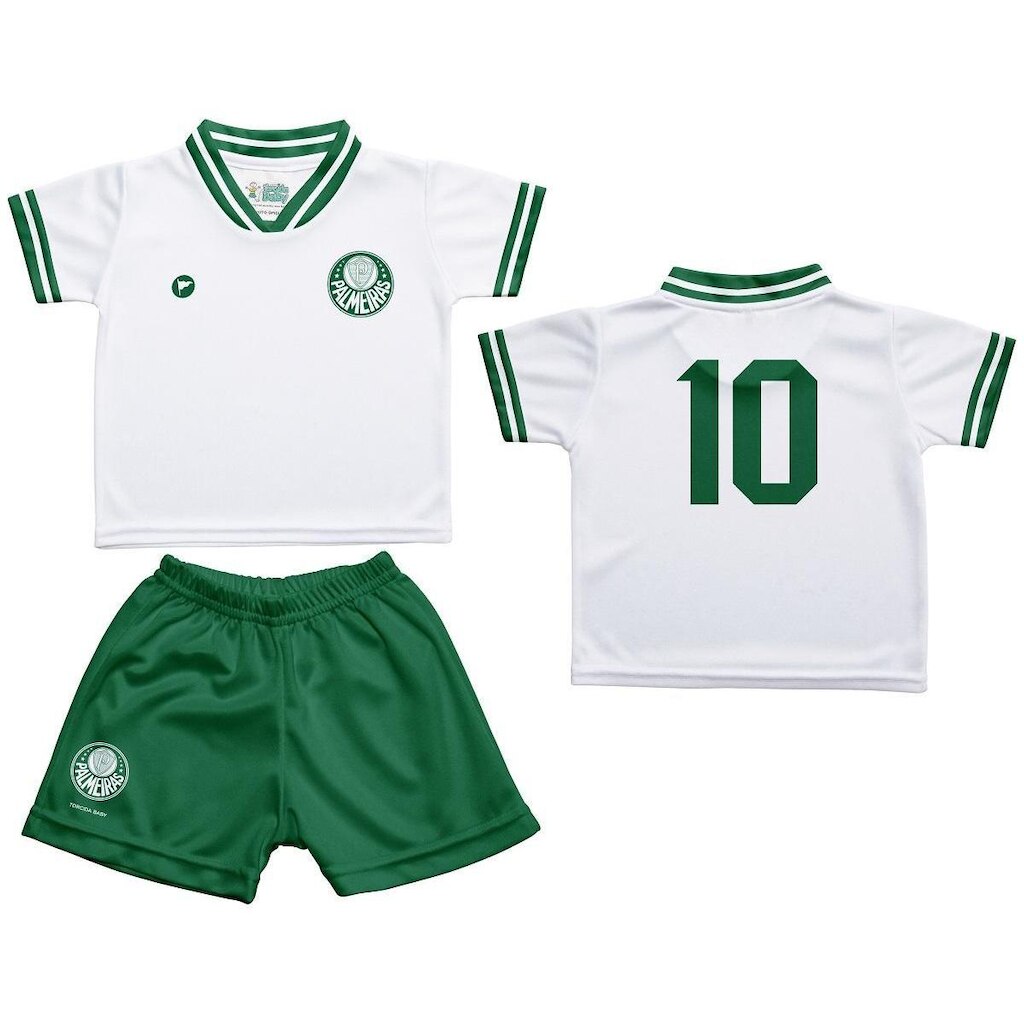 Kit Camiseta e Shorts Branco Bebê Palmeiras - Torcida Baby