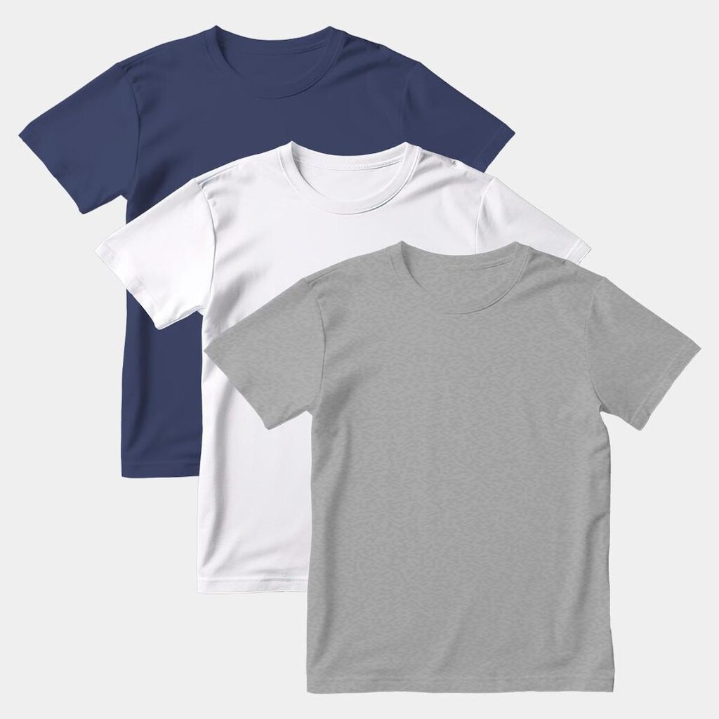 Kit Camiseta Infantil Techmalhas 3 Peças Lisa
