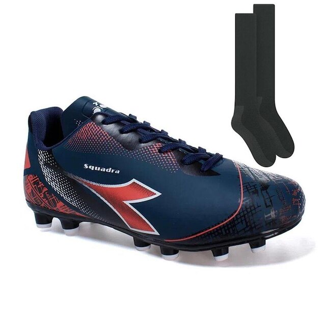 Kit Chuteira Campo Diadora Squadra + Par de Meião