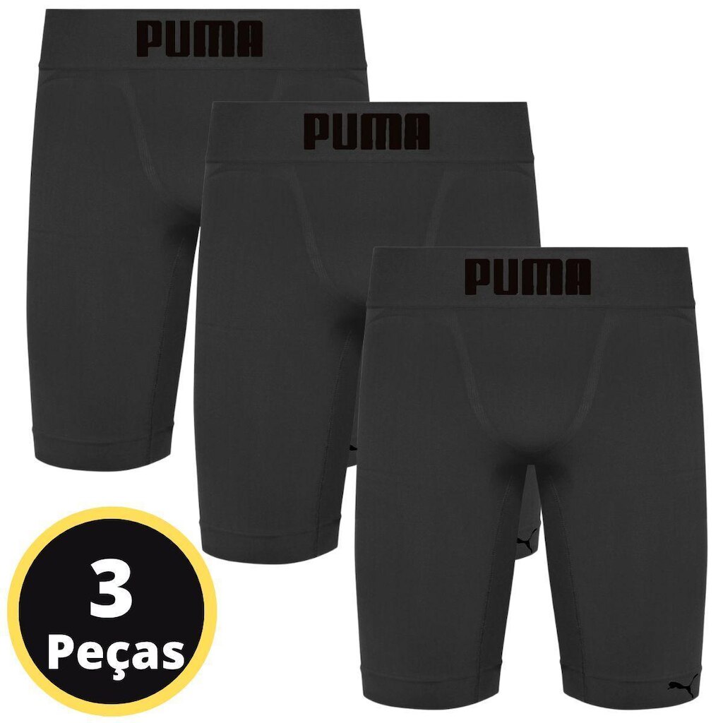 Kit com 3 Bermudas Térmicas Alta Compressão Sem Costura Masculino Puma Sem Costura