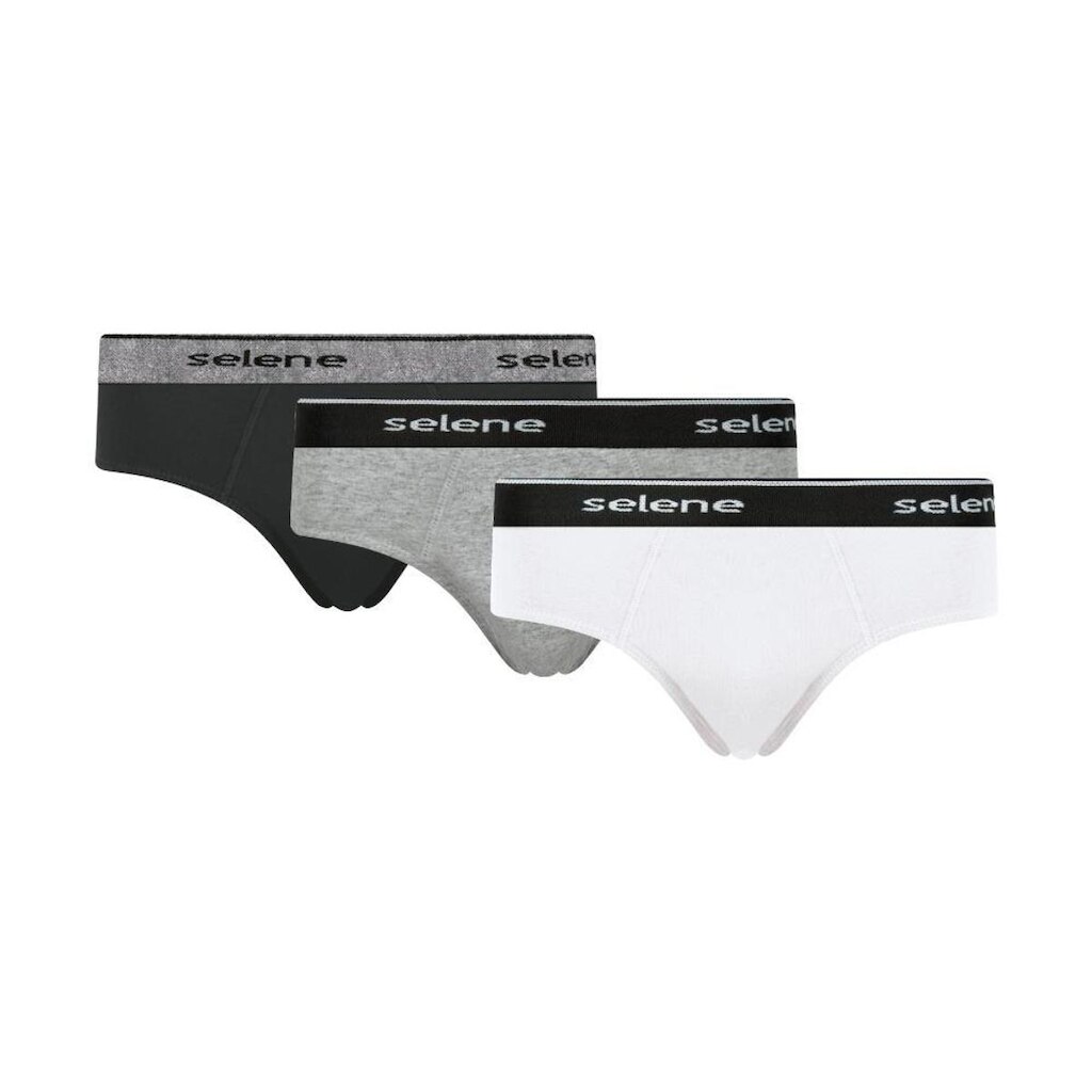 Kit Com 3 Cuecas Adulto Modelo Slip Com Elástico De 30 MM Básica Em Algodão Selene Masculina