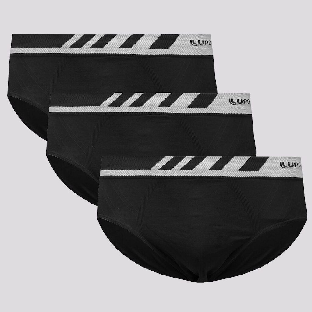 Kit de 3 Cuecas Slip Lupo Microfibra Masculina
