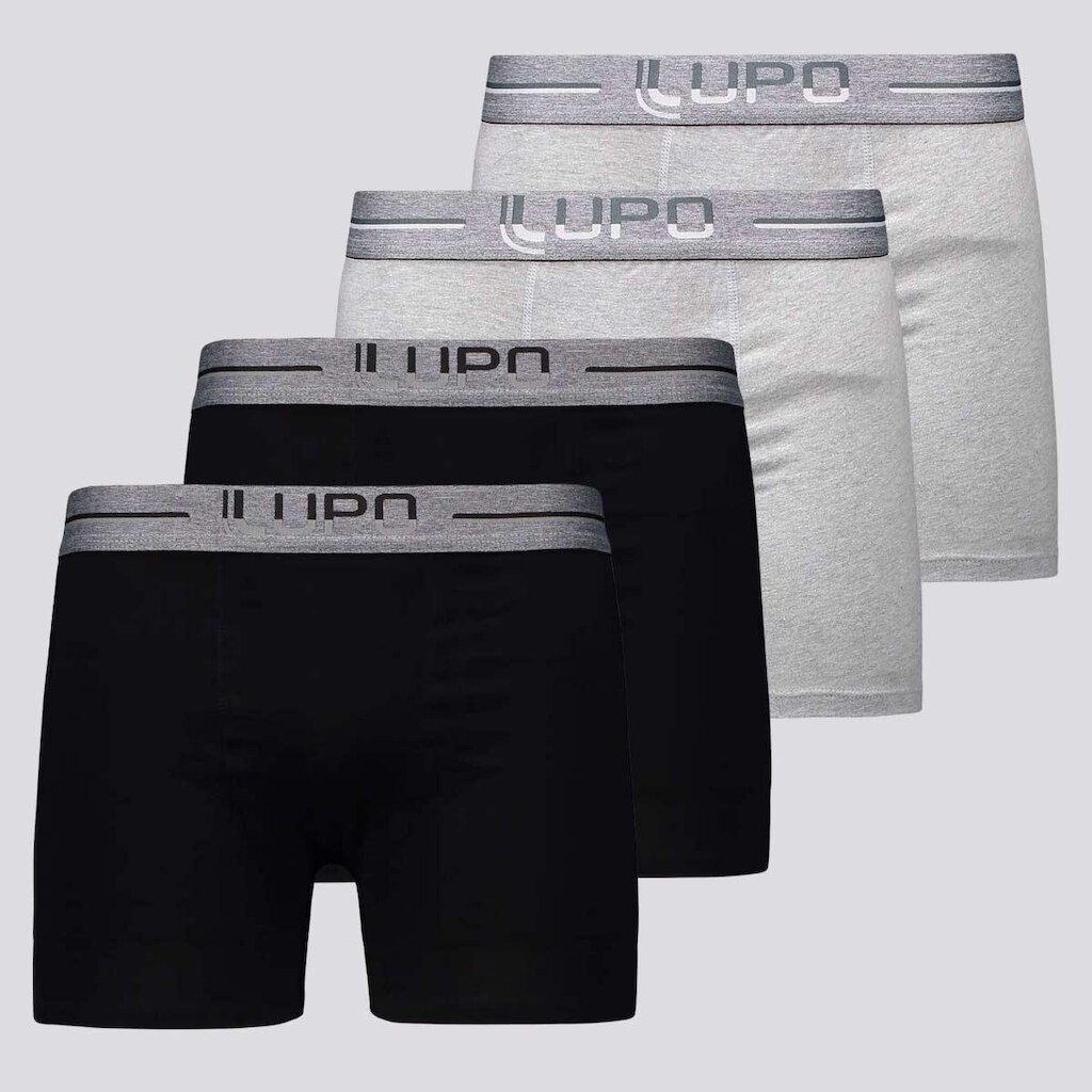 Kit de 4 Cuecas Boxer Lupo Anatomic Shape Preta e Cinza Mescla