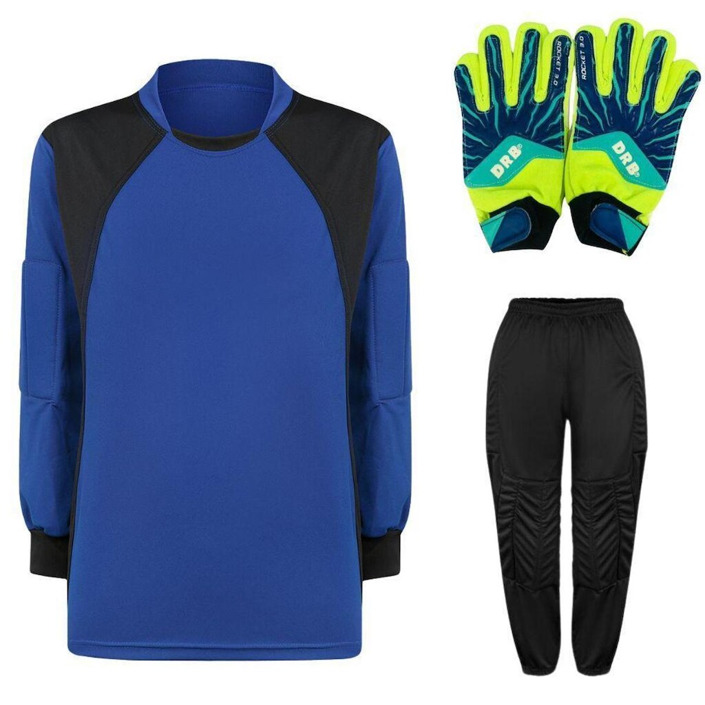 Kit de Goleiro Infantil Camisa + Calça Acolchoada + Luva