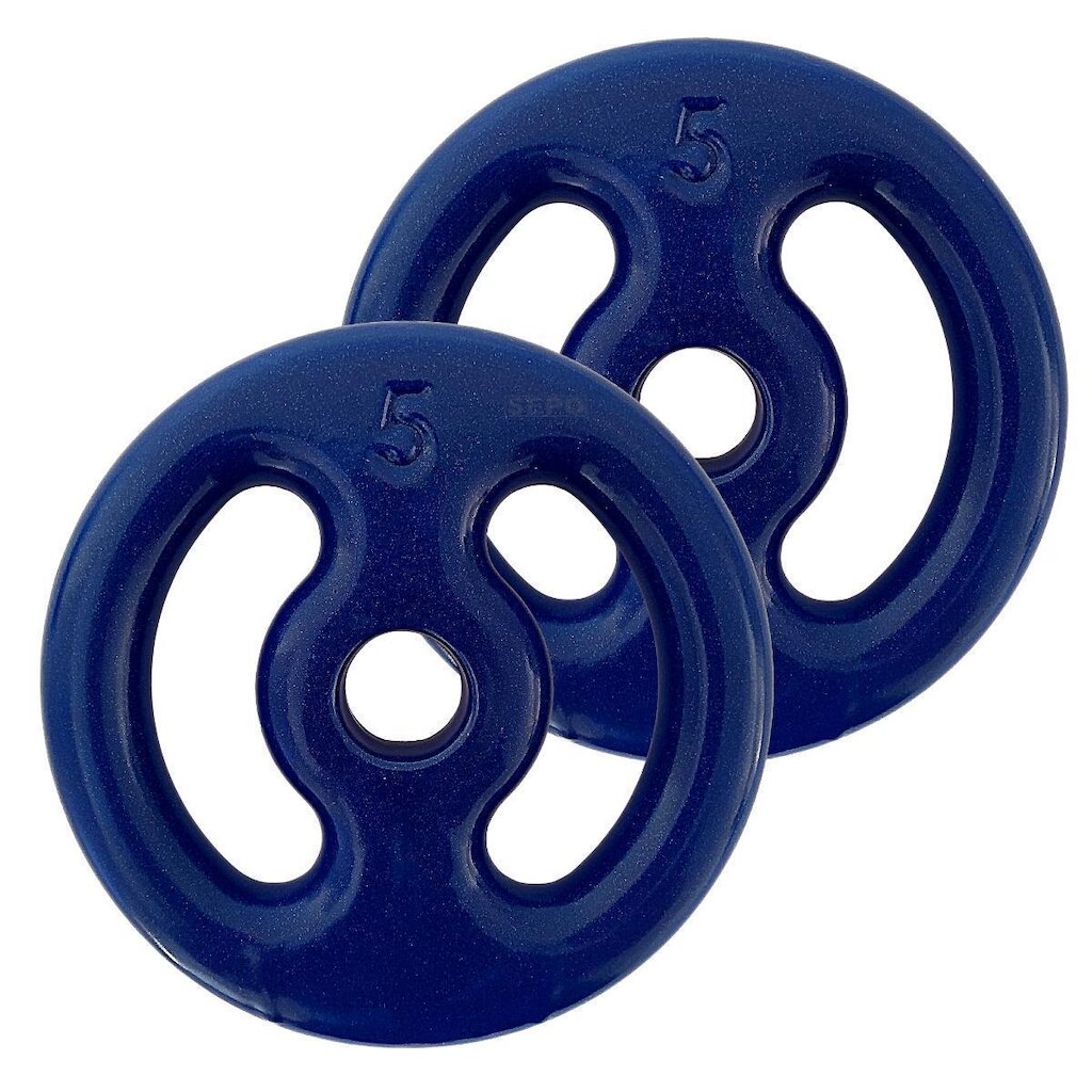 Kit Fitness com 2 Anilhas Emborrachadas de 5Kg Azul