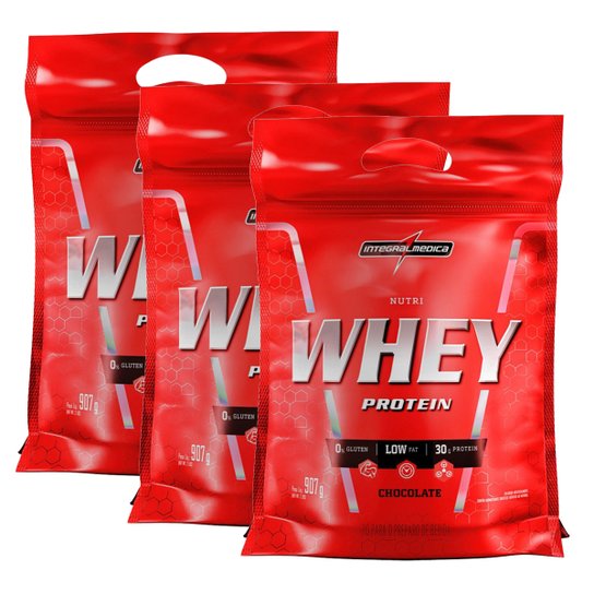 Kit IntegralMédica Whey Protein 907G Chocolate c/ 3 Unidades Menor preço em Kit IntegralMédica Whey Protein 907G Chocolate c/ 3 Unidades