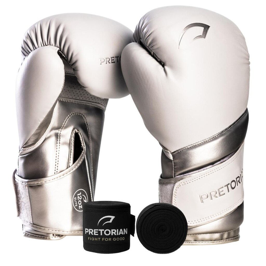 Kit Luva Boxe Muay Thai Elite e Bandagem 3 Metros Pretorian - Treino e Sparring 10oz 12oz 14oz 16oz