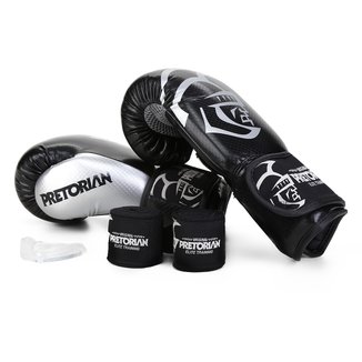 Kit Luva de Boxe/Muay Thai Pretorian Elite 12 Oz + Bandagem + Protetor Bucal