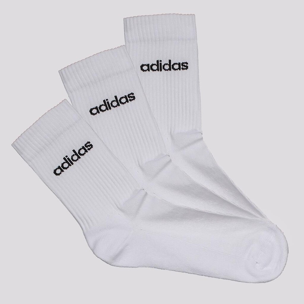 Kit Meia Adidas Lin Crew 3 Pares Branca