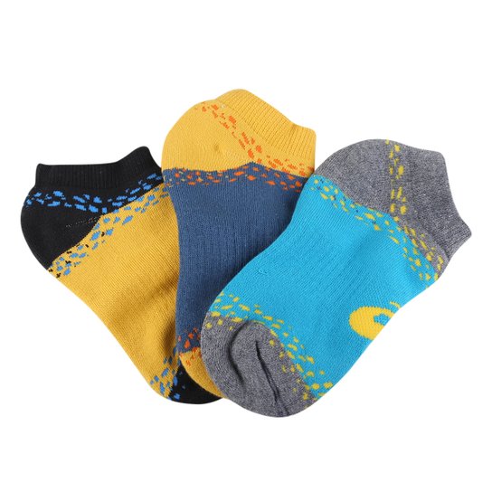 Kit Meia Infantil Asics Cano Curto Coloridas 3 Pares - Amarelo