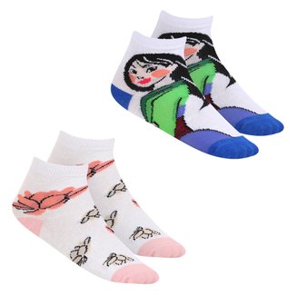 Kit Meia Infantil Disney Cano Curto Mulan Com 2 Pares Feminina