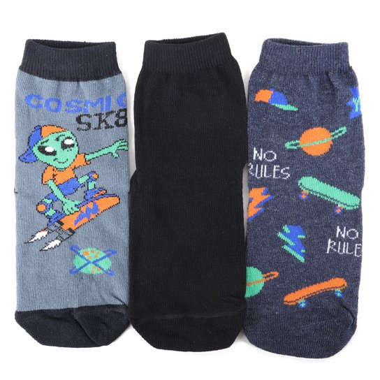 Kit Meia Infantil Soquete Cia da Meia Cano Curto 3 Pares Menino - Marinho Menor preço em Kit Meia Infantil Soquete Cia da Meia Cano Curto 3 Pares Menino - Marinho
