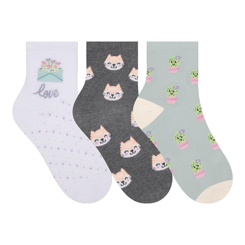 Kit Meia Soquete Feminina 3 Pares