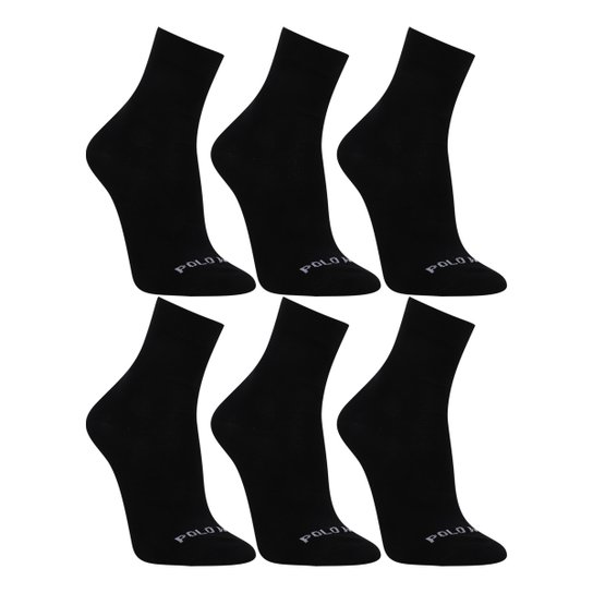 Kit Meias Polo Wear Cano Longo 6 Pares Masculina - Preto Menor preço em Kit Meias Polo Wear Cano Longo 6 Pares Masculina - Preto