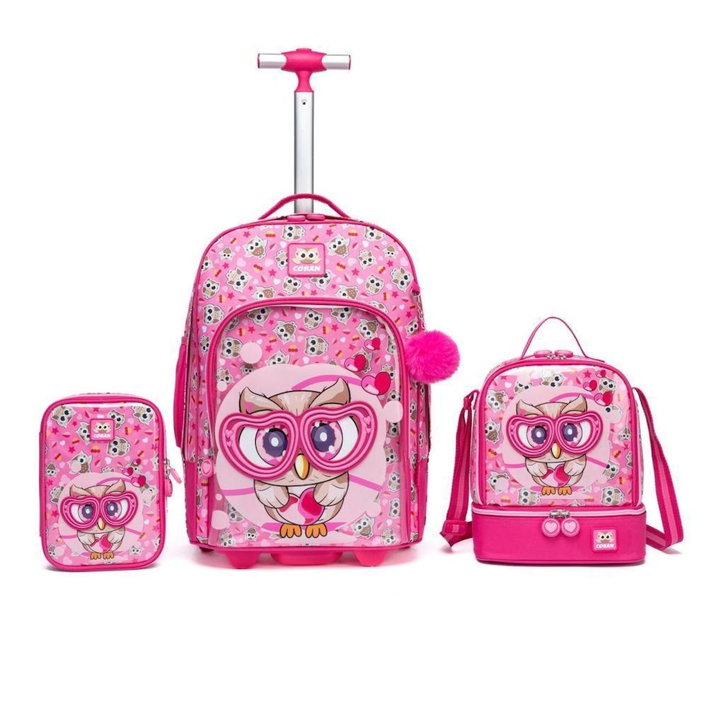 Kit Mochila Coban Rodinha Estojo Lancheira 32 Litros