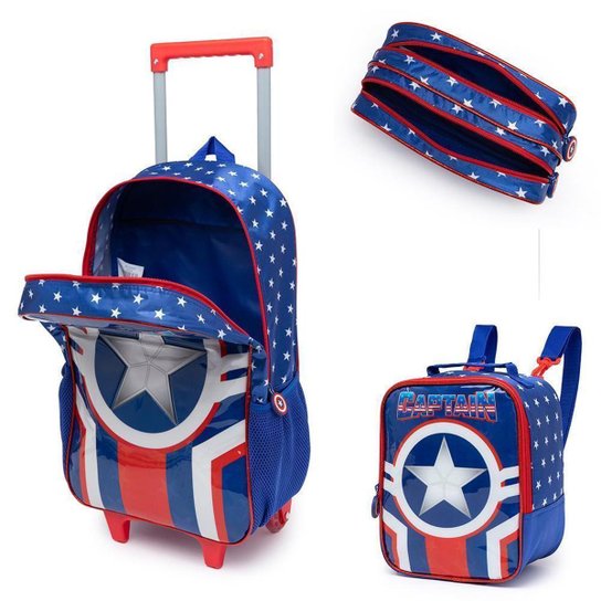 Kit Mochila Escolar Infantil Lancheira Térmica Estojo Menino