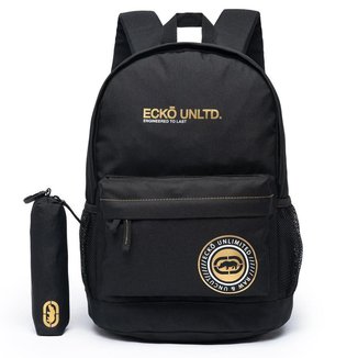 Kit Mochila Estojo Ecko Escolar Masculino Moderno Grande Reforçado