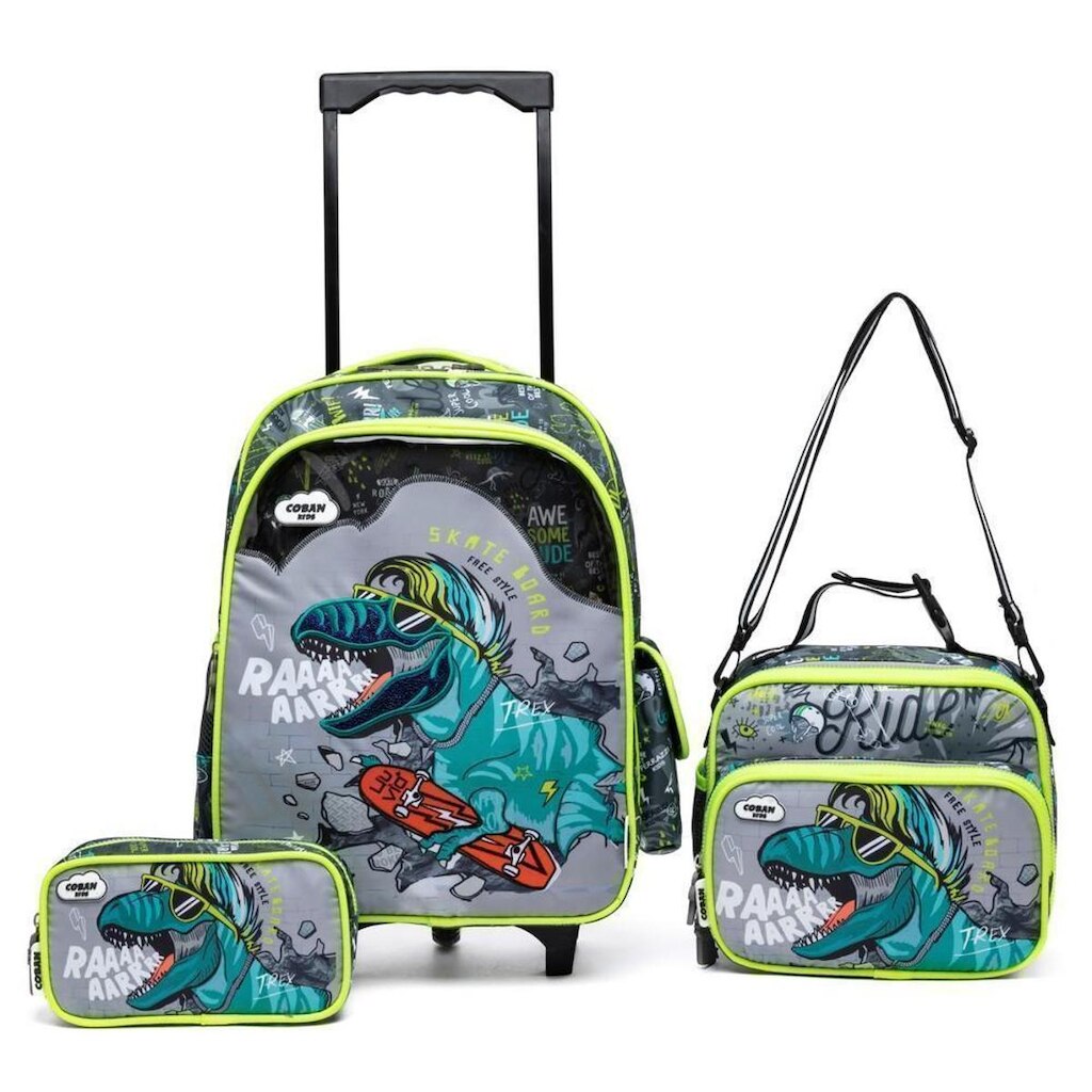 Kit Mochila Estojo Lancheira Coban Escolar Resistente 18 Litros