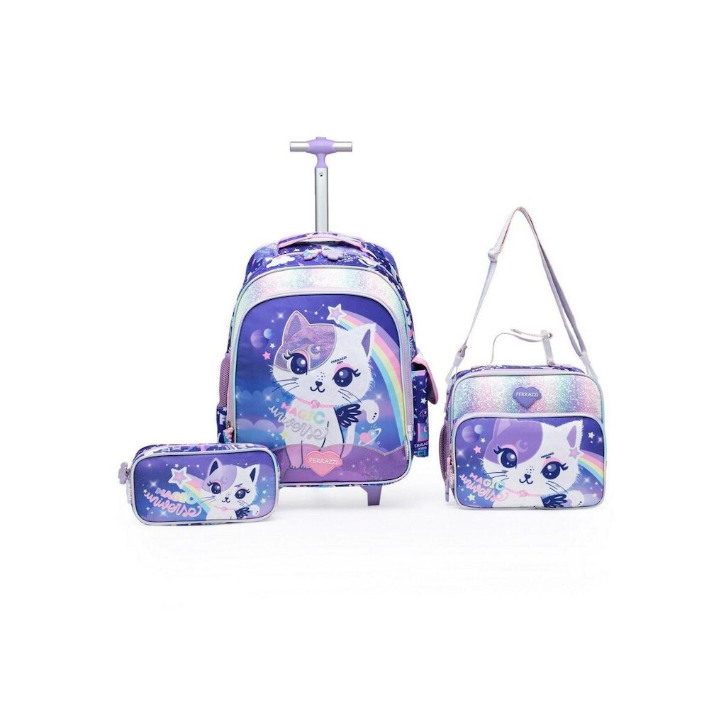 Kit Mochila Estojo Lancheira Ferrazzi Infantil Escolar Feminino