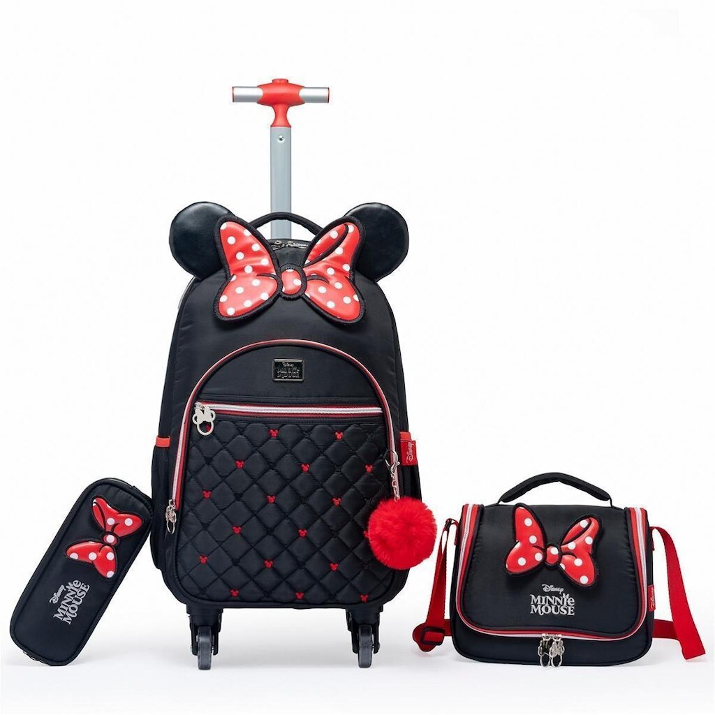 Kit Mochila Lancheira Estojo Jeas Minnie Feminina Escolar Disney