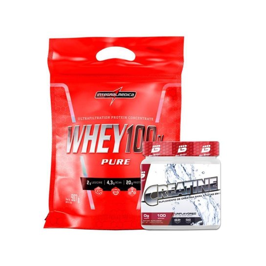 Kit Super Whey Protein 100% Refil 907g IntegralMédica + Creatina Pura 150g Bio Sports USA Menor preço em Kit Super Whey Protein 100% Refil 907g IntegralMédica + Creatina Pura 150g Bio Sports USA