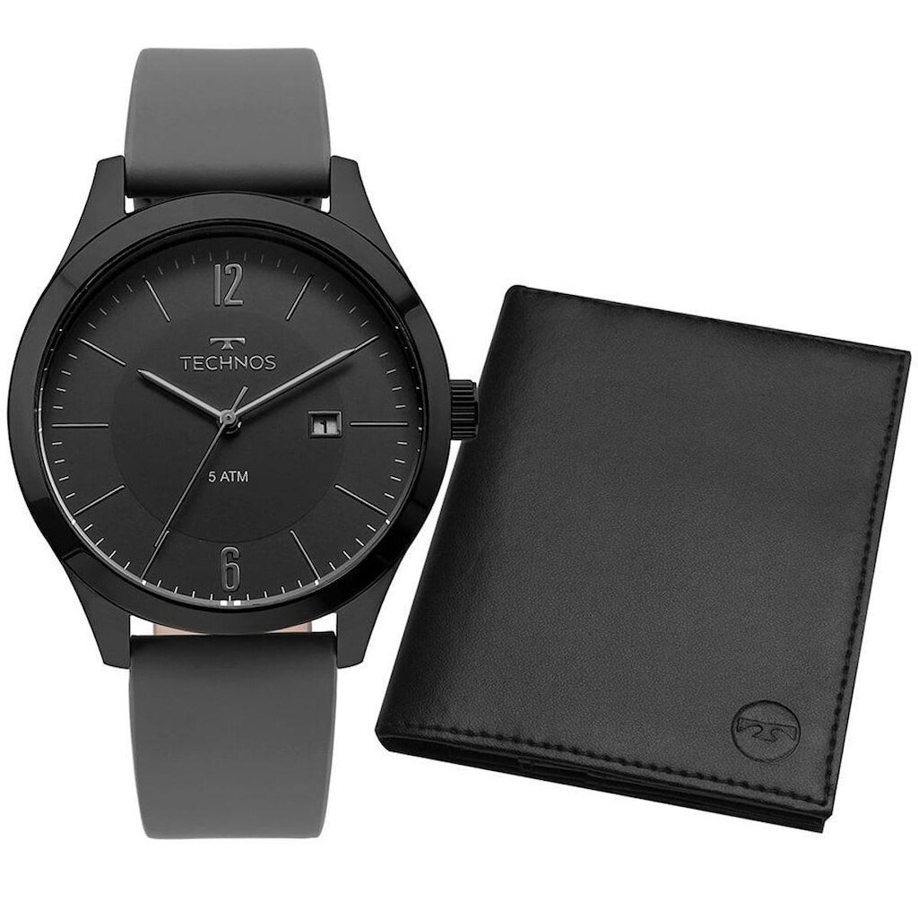 Kit Technos Masculino Steel Preto - 2115MOU/K2P 2115MOU/K2P