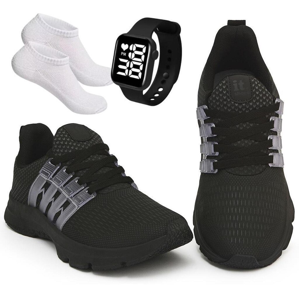 Kit Tênis Academia Masculino + Relógio Digital LED + Meia