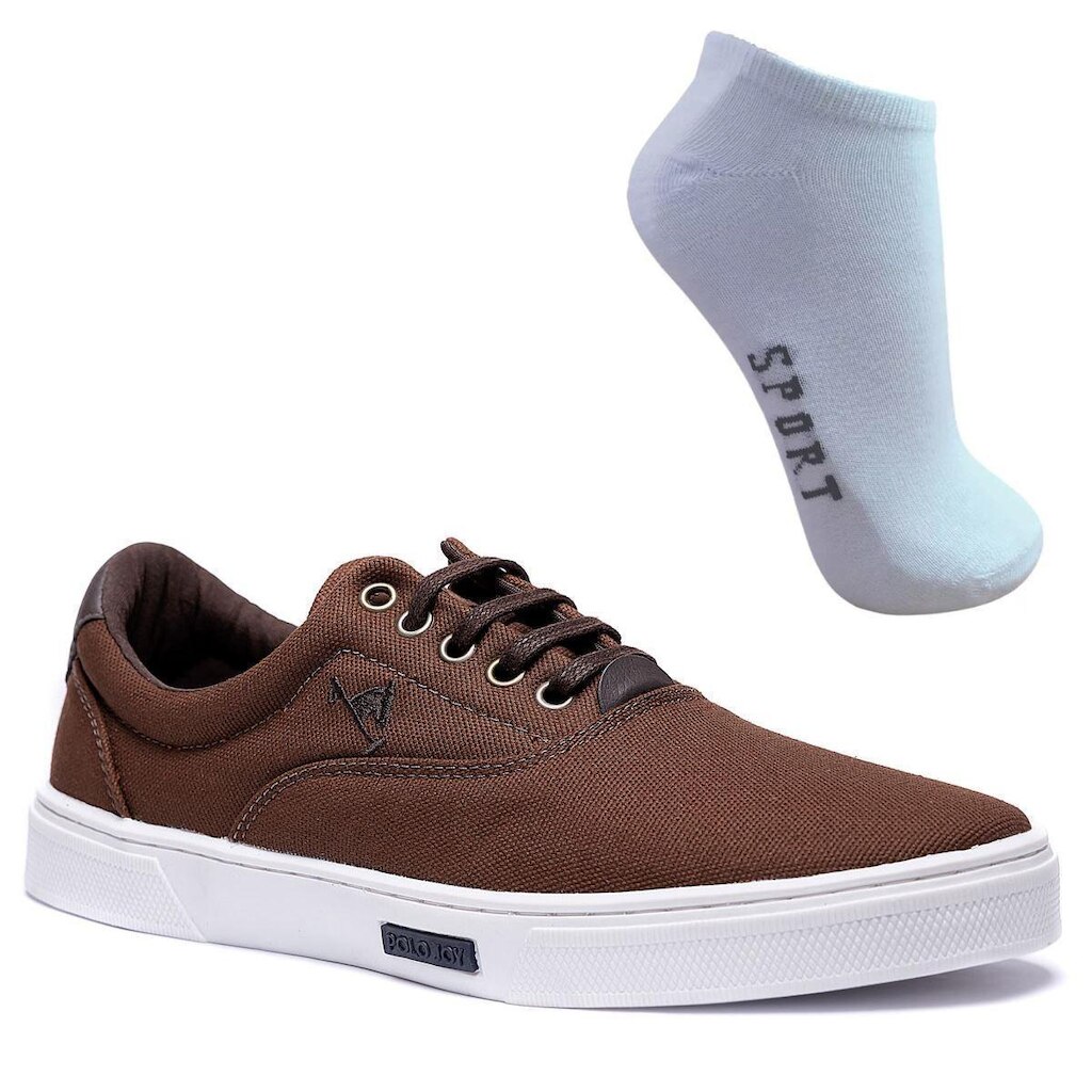 Kit Tênis Casual Masculino Polo Joy Em Lona + Meia