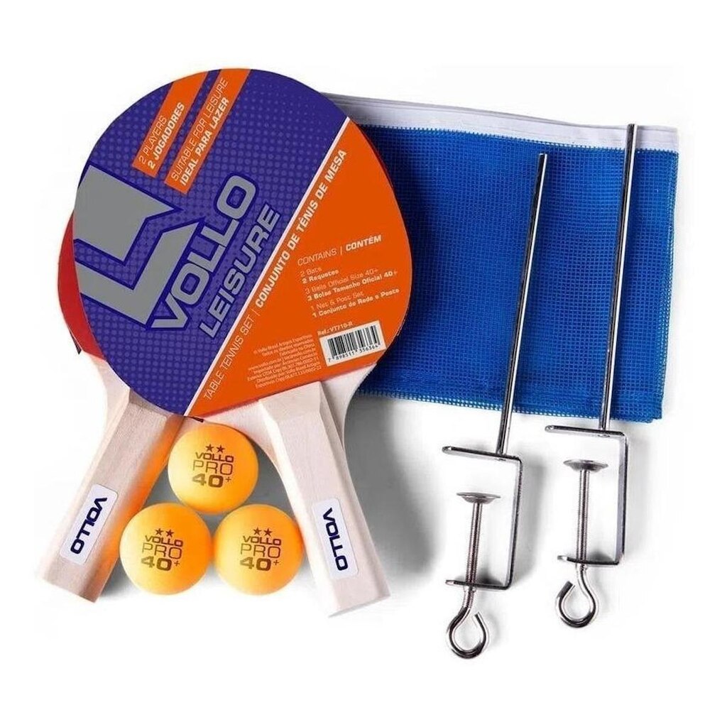 Kit Tênis De Mesa Ping Pong 2 Raquetes 3 Bolas e Rede Vollo