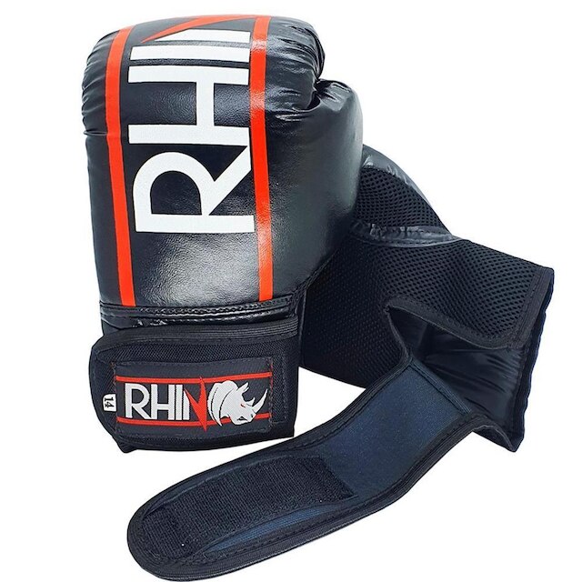 Kit Treino Muaythai Rhino com Luva + Caneleira + Bandagem + Bucal