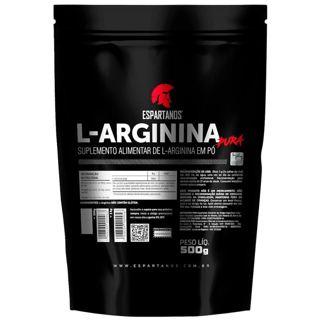 L-Arginina Pura 500g - Espartanos