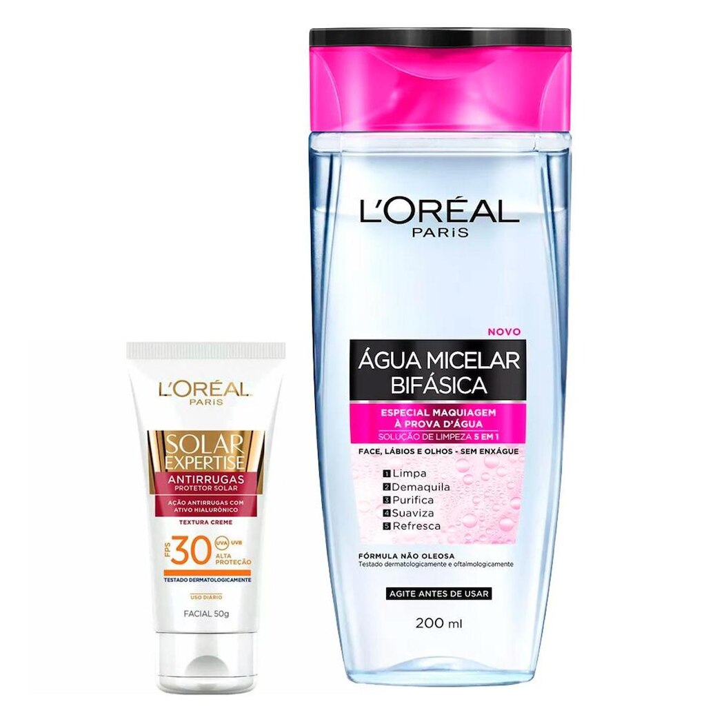 L'Oréal Paris Kit - Água Micelar 5 em 1 + Solar Expertise Antirrugas FPS30 Kit