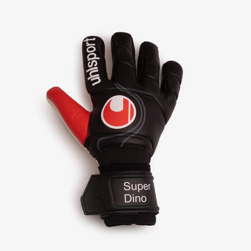 Luva De Goleiro uhlsport Super Dino - Preto e Vermelho