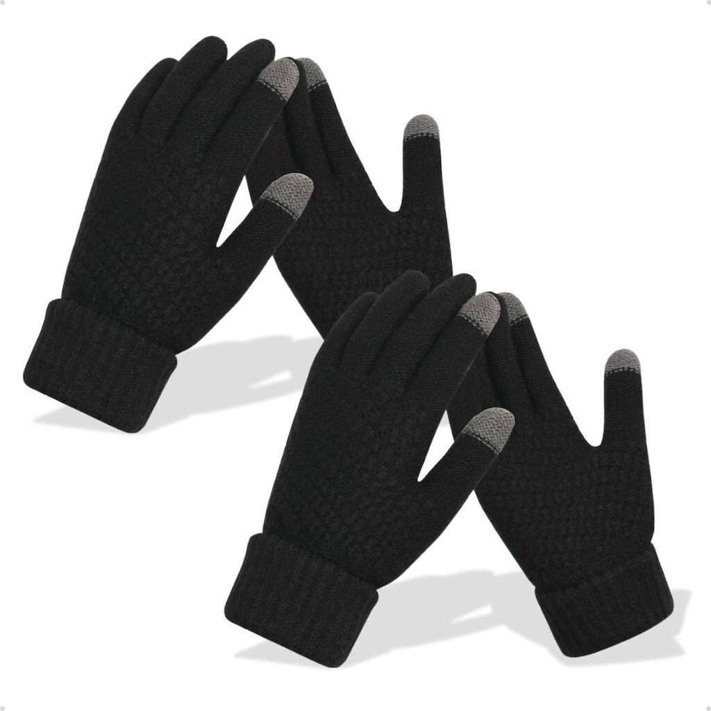 Luvas Touch Screen Kit De Frio 2 Pares Inverno Lã Térmica Tablet Confortável Resistente