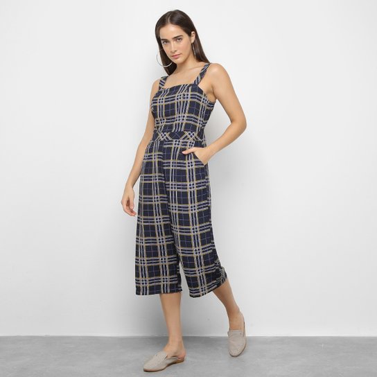 Macacão Lily Fashion Botões Pantacourt Feminino - Marinho Menor preço em Macacão Lily Fashion Botões Pantacourt Feminino - Marinho