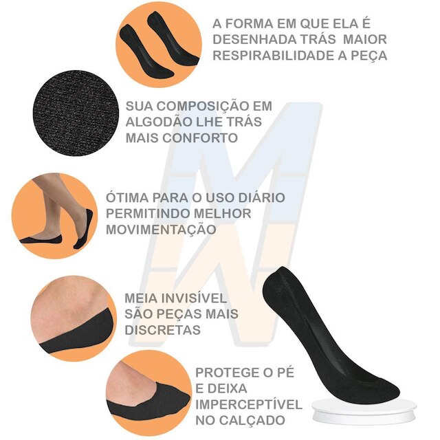 Meia Feminina Básica Sapatilha Selene 7350-003 Algodão
