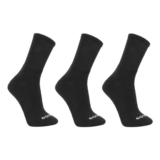 Meia Gonew Cano Alto Pacote c/ 3 Pares - Preto Menor preço em Meia Gonew Cano Alto Pacote c/ 3 Pares - Preto